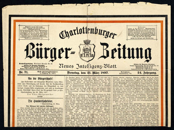 Charlottenburger Bürgerzeitung, 24. Jg. (23. März 1897), Nr. 71